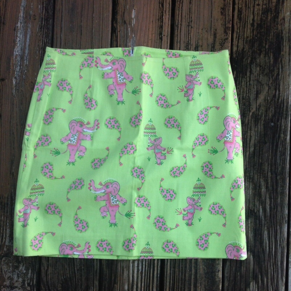 Duck Head Floral Ducks Faux Wrap Mini Skirt 12 Pink Green Yellow Novelty Cotton - Picture 1 of 5